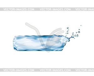 Liquid water dash font sign with splash bubbles - vector clipart