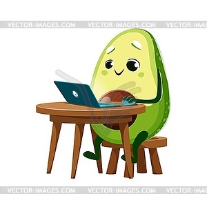 Cartoon avocado funny character with notebook - vector clipart