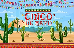 Cinco de Mayo holiday banner with Mexican desert - vector image