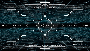 Военный интерфейс HUD, экран управления прицеливанием по цели - иллюстрация в векторе