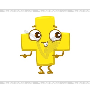 Cartoon funny math number plus character - vector clipart