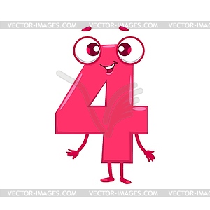 Cartoon funny math number four character - royalty-free vector image