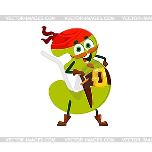 Cartoon funny number 3 pirate or corsair character - vector clipart