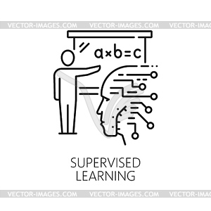 Контролируемое обучение, значок искусственного интеллекта - векторизованное изображение клипарта