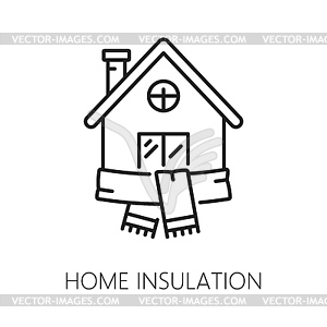 Home wall thermal insulation thin line icon - vector clipart