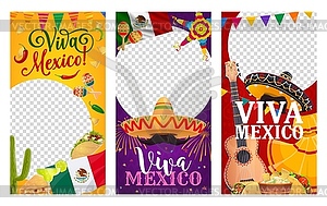 Mexican Independence Day, Viva Mexico social media - vector clipart