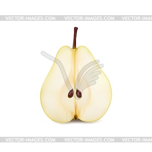 Realistic ripe raw yellow pear fruit half - vector clipart