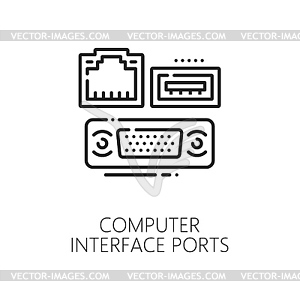 Computer, electronics hardware industry line icon - vector image