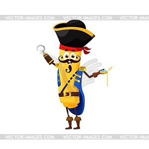 Мультяшный забавный Казарец с итальянской пастой пират - векторная иллюстрация