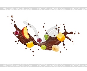 Realistic chocolate yogurt, cream or choco milk - vector image