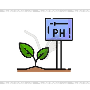 Soil PH, agronomy, agriculture plant outline icon - vector clipart