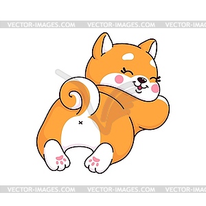 Cartoon kawaii Shiba Inu dog and puppy character - vector clipart