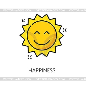 Happiness, mental health icon with radiant sun - vector clipart