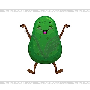 Cartoon Mexican jumping happy avocado character - vector image