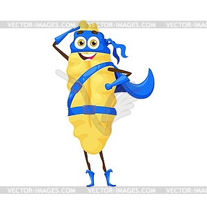 Cartoon gnocchetti sardi italian pasta superhero - vector image