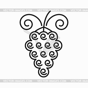 Bunch of grape on stem organic, outline decor icon - stock vector clipart