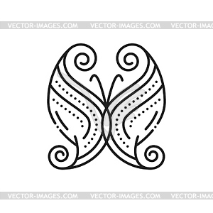Butterfly line tattoo or insect outline decoration - vector clipart