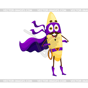 Cartoon orzo italian pasta superhero character - vector clipart