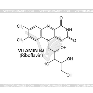 Vitamin b2, riboflavin molecular formula structure - vector clipart