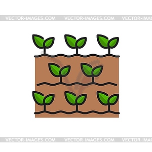 Green sprout leaves, agriculture plant icon - vector clipart