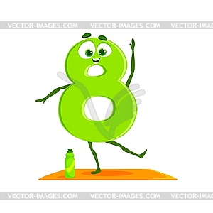 Cartoon funny number 8 eight, sportsman character - vector clipart