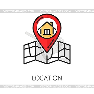 House location map icon for real estate, house - vector clipart