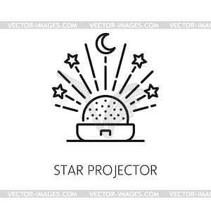 Led star projector lamp, home light thin line icon - vector clip art