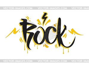 Rock graffiti word, street art or urban style text - vector image