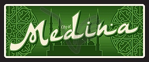 Medina city travel sticker plate sign - vector clipart