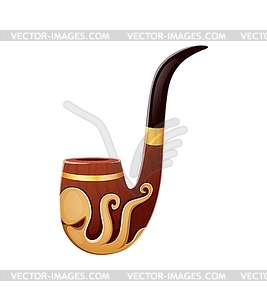 Pirate smoking pipe, cartoon weathered device - vector clipart / vector image