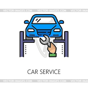 Car service line icon, dealership auto mechanics - vector clip art