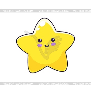 Cartoon twinkle, kawaii star emoji character - vector image
