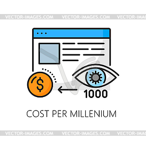 Stand per millenium, SERP search engine result page - color vector clipart