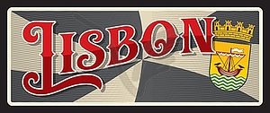 Lisbon Portuguese city plate or retro tin sign - vector clipart