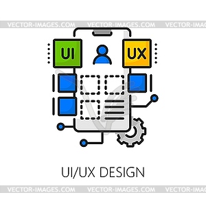 Разработка UX-дизайна пользовательского интерфейса приложения для мобильного телефона разработка значка тонкой линии - клипарт в векторе / векторное изображение
