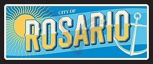 City of Rosario Argentine plate and card - vector clipart