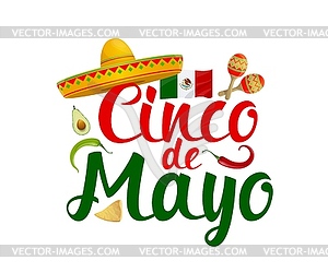 Cinco de mayo Mexican t-shirt print emblem - vector clip art