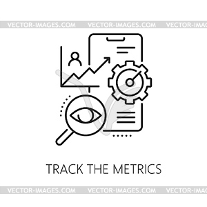 Отслеживание показателей, значок строки разработки веб-приложения - клипарт в векторном виде