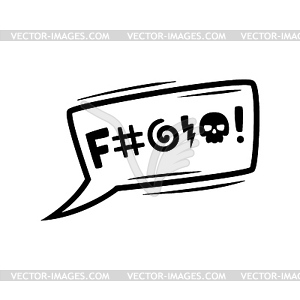 Comic swear speech bubble, hate angry talk, curse - royalty-free vector clipart