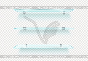 Realistic empty glass shelf 3d - vector clipart