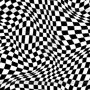 Wavy optical illusion checker seamless pattern - vector clipart