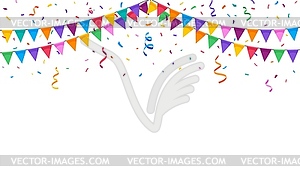 Birthday party garland and confetti background - vector clipart