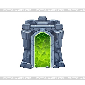Фэнтезийная игра мультяшный волшебный портал дверь или врата - векторное изображение клипарта