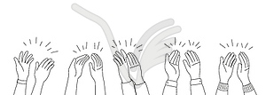 Doodle applause hands, people applauding clapping - vector clipart