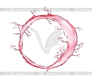 Realistic pink water round circle splash frame - vector image