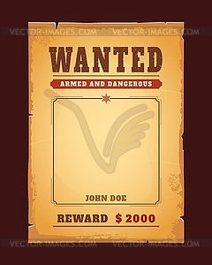 Western wanted banner with reward, dead or alive - vector image