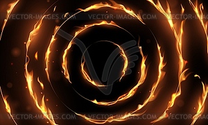 Circle fire flames, burning rings, hell sparkles - vector clipart