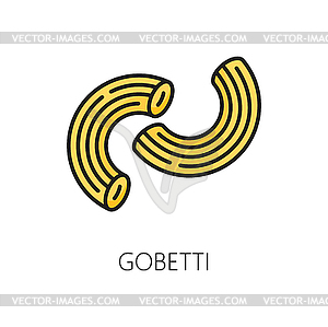 Gobetti raw pasta pipe rigate italian cuisine food - vector clipart