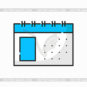 Diary notepad sheet, spiral bind calendar page - vector clipart