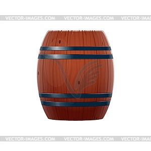 Wooden barrel, cartoon weathered cask - vector clipart